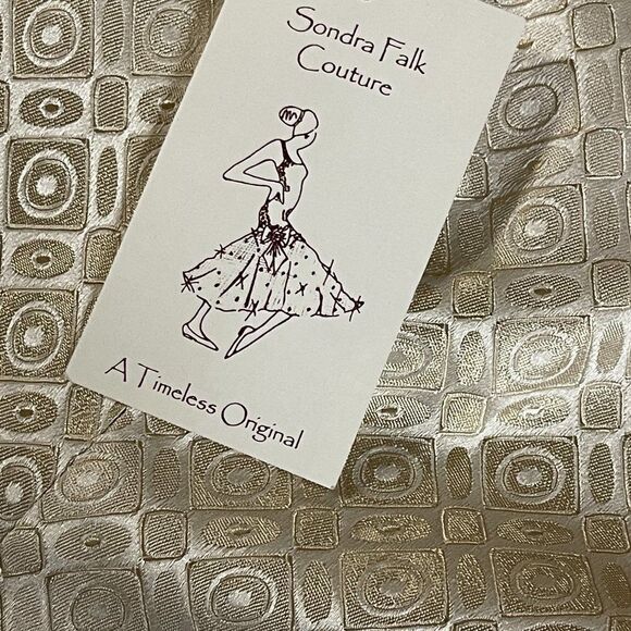 Sondra Falk Couture Gold Ivory Formal Jacket Dress – Size 4 (Designer, NWT) - Picture 16 of 16